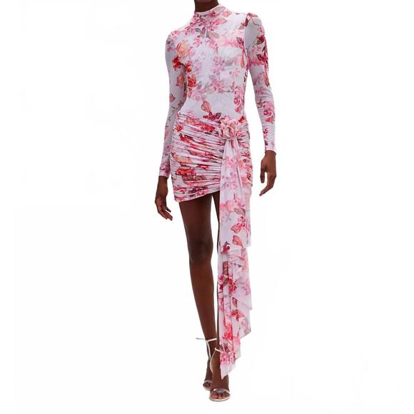 PATBO Dresses & Skirts - NEW PATBO floral haze stretch tulle mini dress in pink